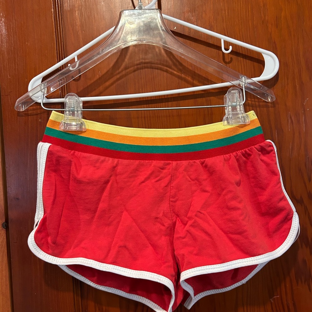 Vintage Red and Yellow striped waistband Athletic Shorts with Classic Design